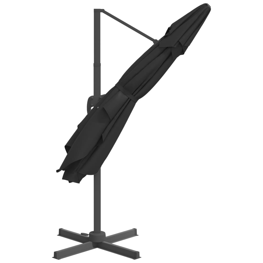 vidaXL Riippuva LED-aurinkovarjo musta 400x300 cm
