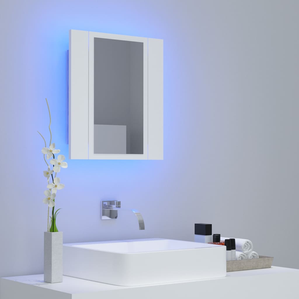 vidaXL Kylpyhuoneen LED-peilikaappi valkoinen 40x12x45 cm akryyli