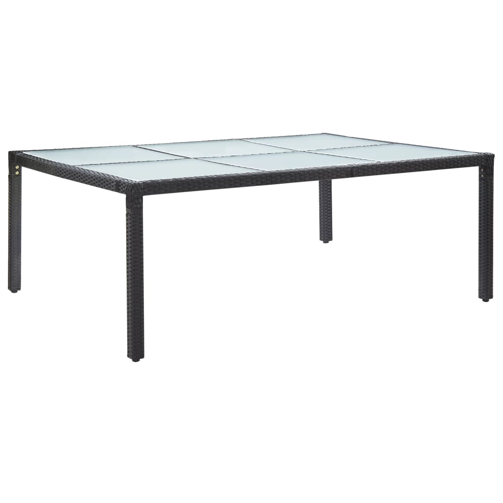 vidaXL Ulkoruokapöytä musta 200x150x74 cm polyrottinki