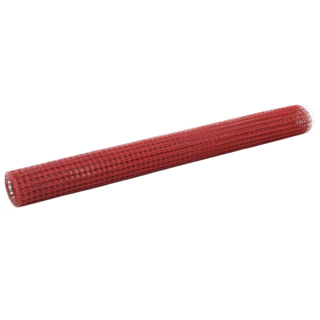 vidaXL Kanaverkko teräs PVC pinnoitteella 25x1,5 m punainen