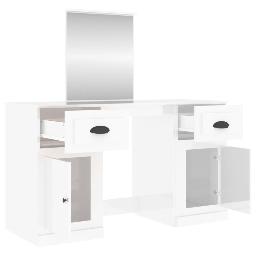 VidaXL Peilipöytä korkeakiilto valkoinen 130x50x132,5 cm
