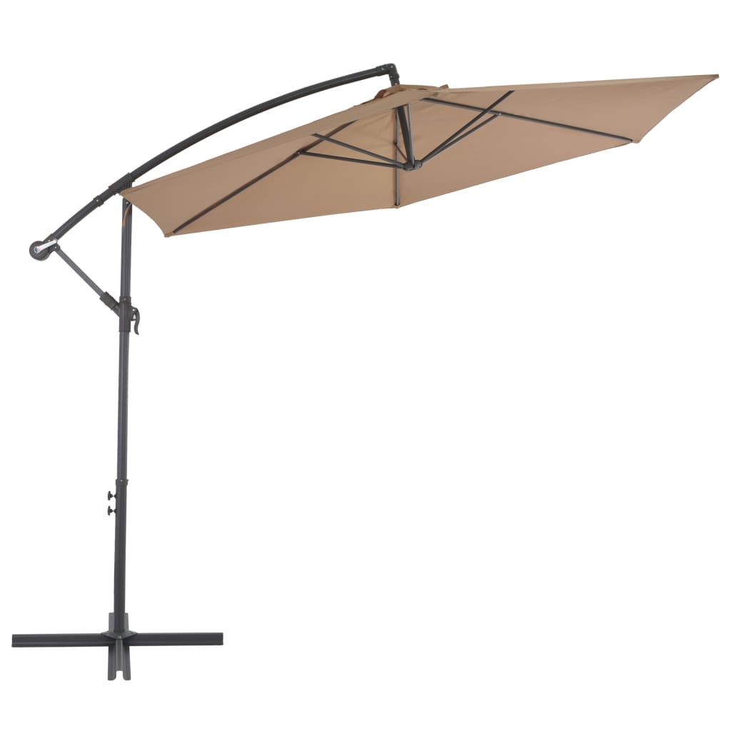 vidaXL Riippuva aurinkovarjo alumiinipylväällä 300 cm ruskeanharmaa