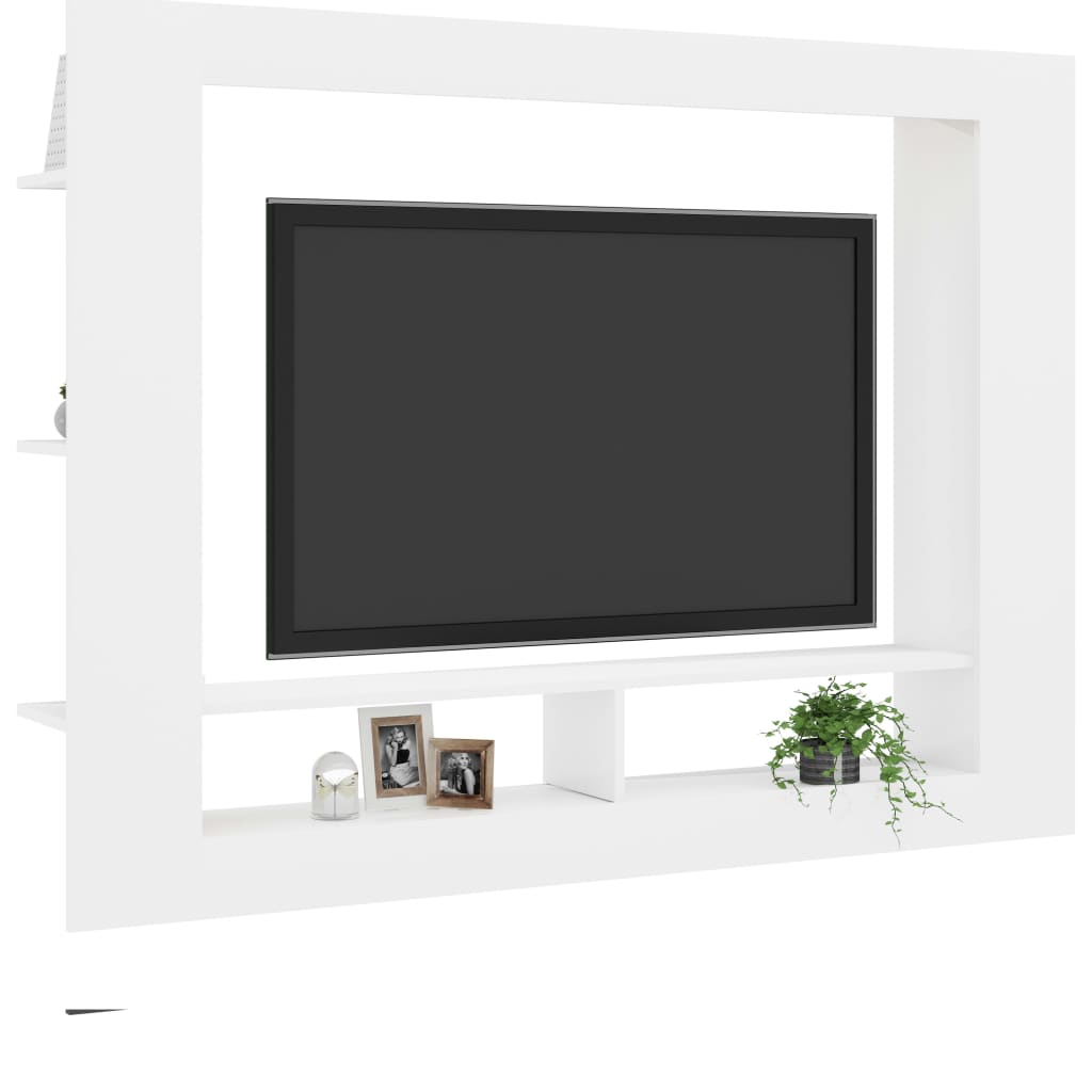 vidaXL TV-taso valkoinen 152x22x113 cm lastulevy