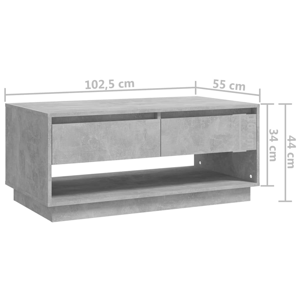 vidaXL Sohvapöytä betoninharmaa 102,5x55x44 cm lastulevy