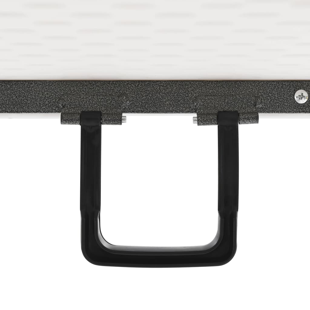 vidaXL Kokoontaittuva Ulkopöytä 2 penkkiä 180cm teräs & HDPE valkoinen