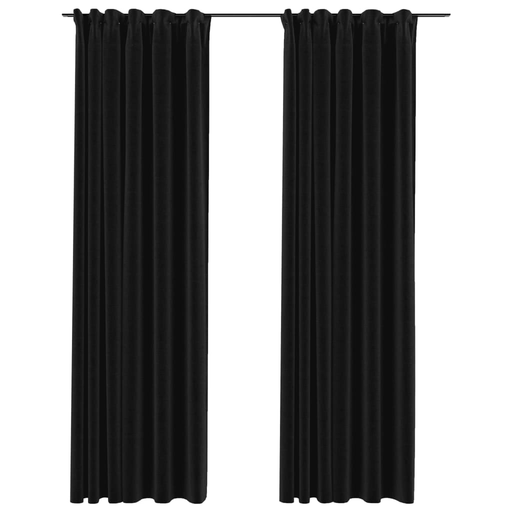 vidaXL Pellavamaiset pimennysverhot koukuilla 2 kpl antras. 140x245 cm