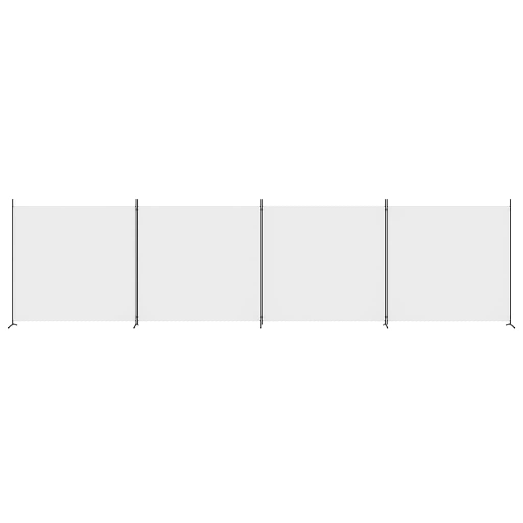 vidaXL 4-paneelinen Tilanjakaja valkoinen 698x180 cm kangas