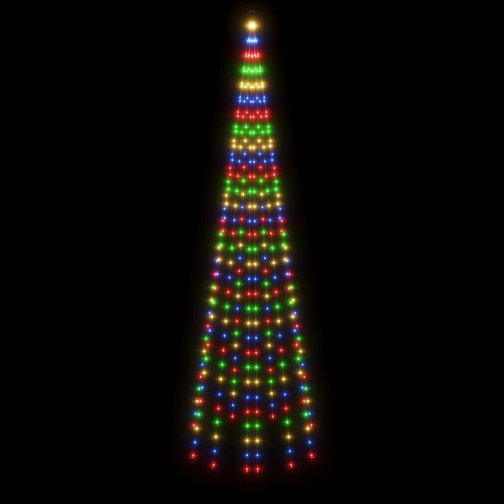 vidaXL Joulukuusi lipputankoon 310 moniväristä LED-valoa 300 cm