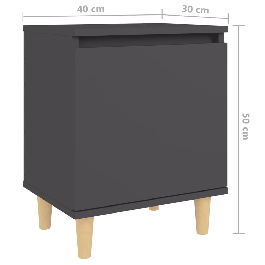 vidaXL Yöpöytä täyspuujaloilla harmaa 40x30x50 cm