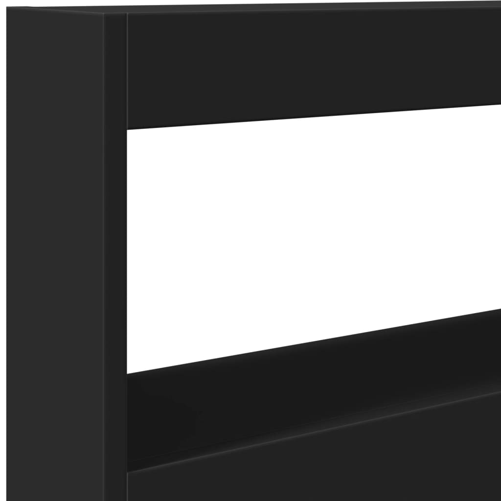 vidaXL Sängynpäätykaappi LED-valoilla musta 100x17x102 cm