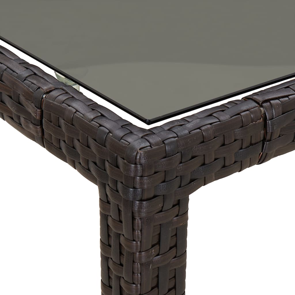 vidaXL Puutarhapöytä 190x90x75cm karkaistu lasi ja polyrottinki ruskea