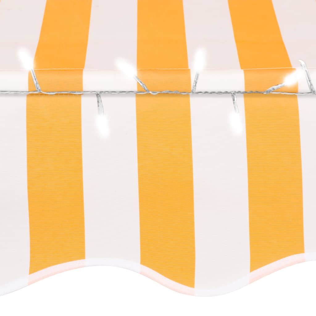 vidaXL Sisäänkelattava markiisi LED-valoilla 350 cm valkoinen/oranssi