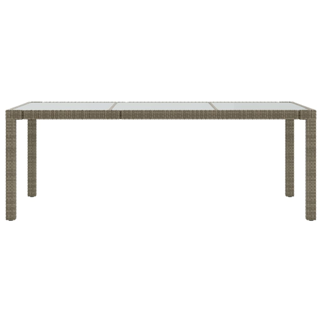 vidaXL Puutarhapöytä harmaa 190x90x75 cm karkaistu lasi/polyrottinki
