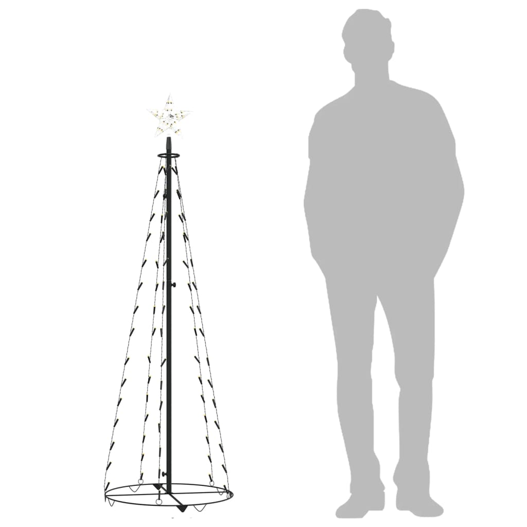 vidaXL Kartio joulukuusi 84 lämpimän valkoista LED-valoa 50x150 cm