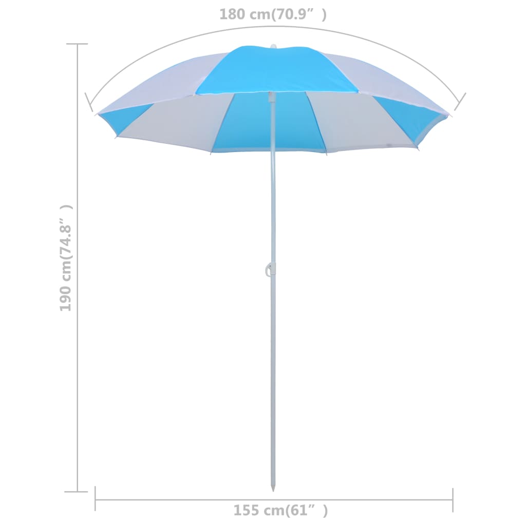 Rantavarjo suoja sininen ja valkoinen 180 cm kangas
