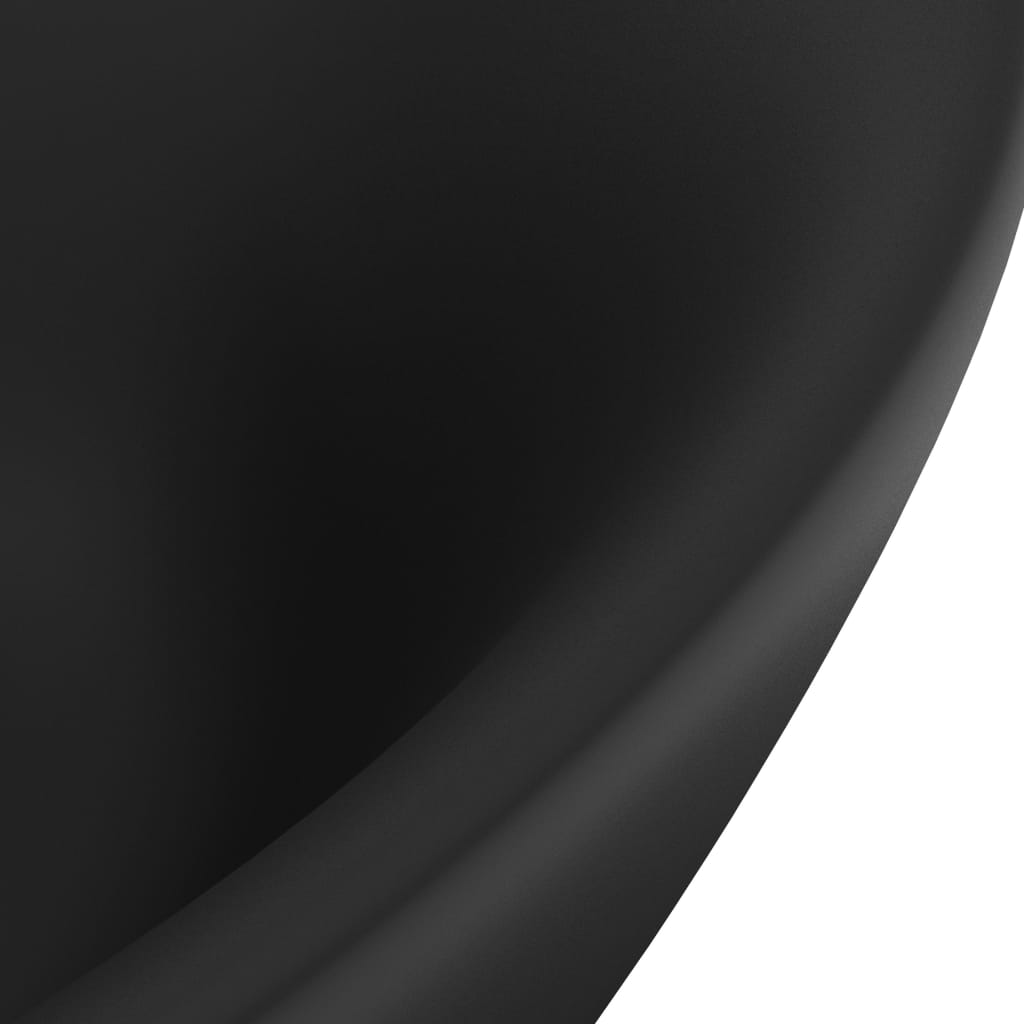 vidaXL Ylellinen pesuallas ovaali matta musta 58,5x39 cm keraami