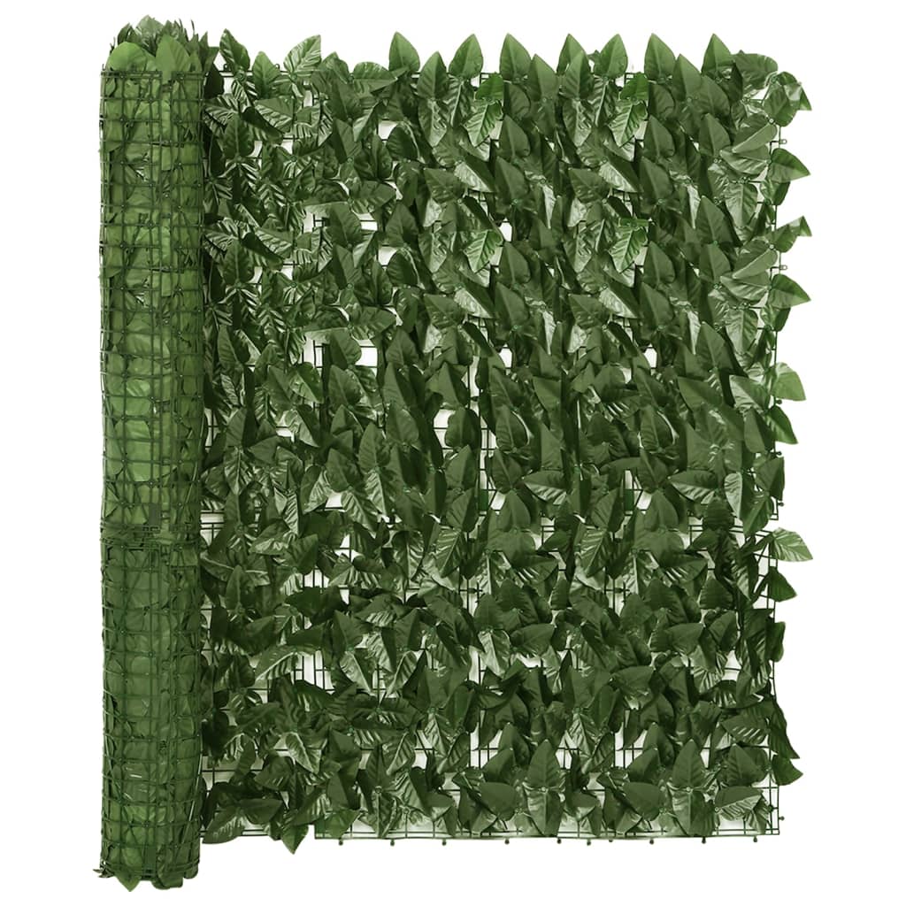 vidaXL Parvekkeen suoja tummanvihreillä lehdillä 500x100 cm