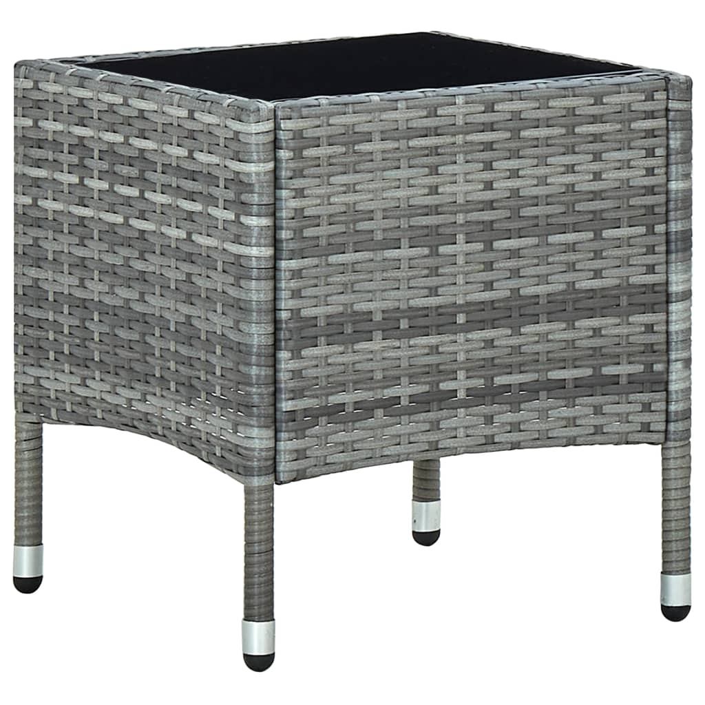 vidaXL Puutarhapöytä harmaa 40x40x45 cm polyrottinki