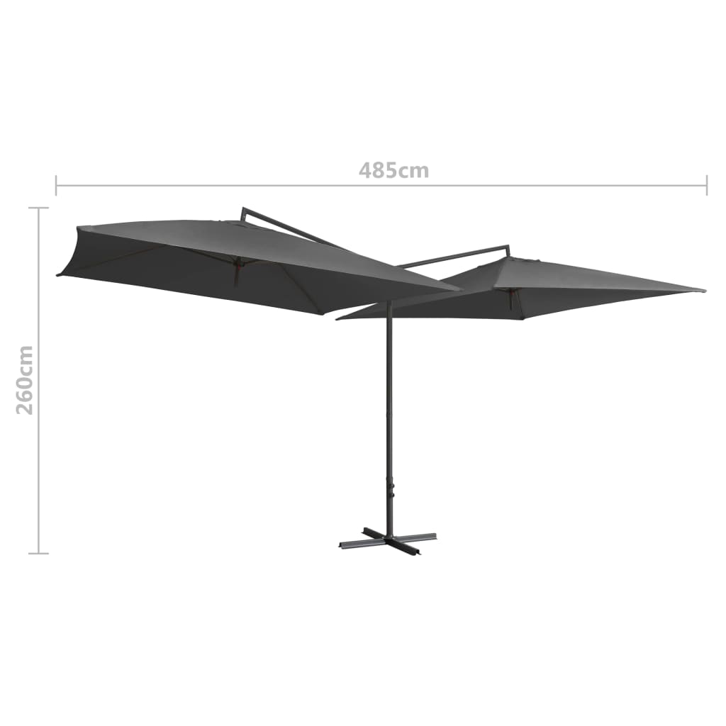 vidaXL Tupla-aurinkovarjo terästanko 250x250 cm antrasiitti