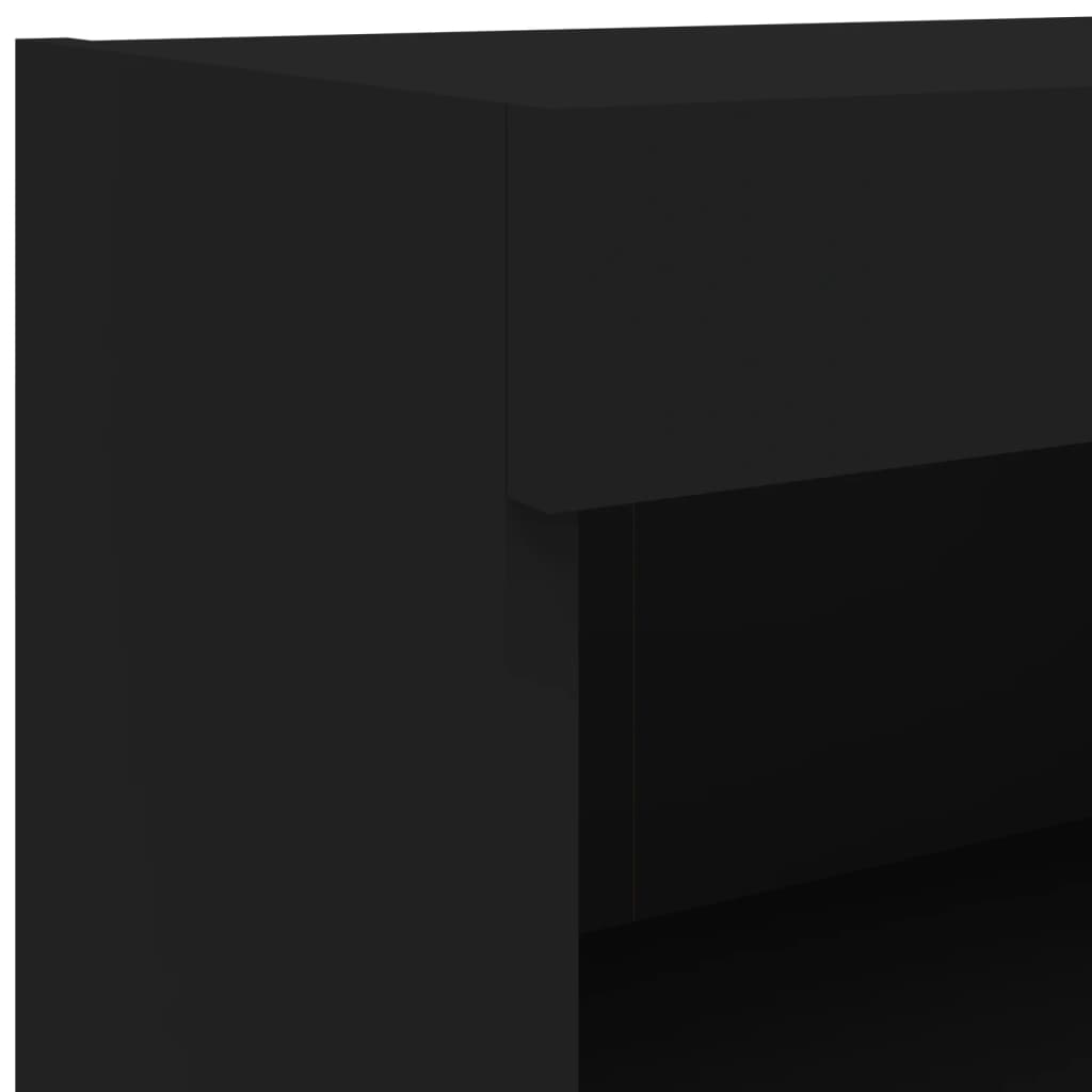 vidaXL 8-osainen TV-seinäkaappisarja LED-valoilla musta
