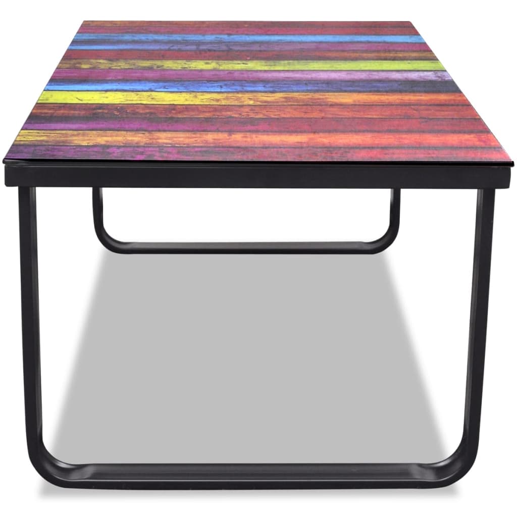vidaXL Sohvapöytä lasisella pöytälevyllä ja sateenkaaren väreillä
