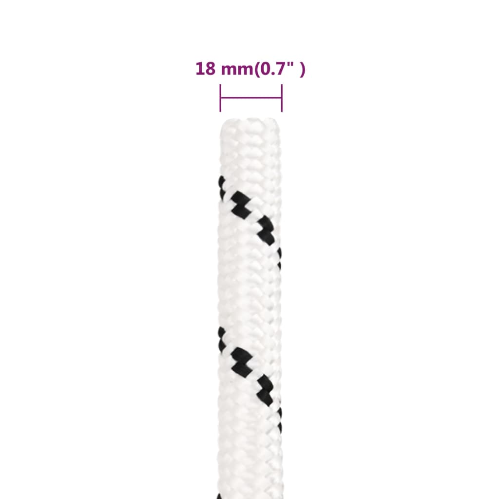 vidaXL Työköysi valkoinen 18 mm 50 m polyesteri