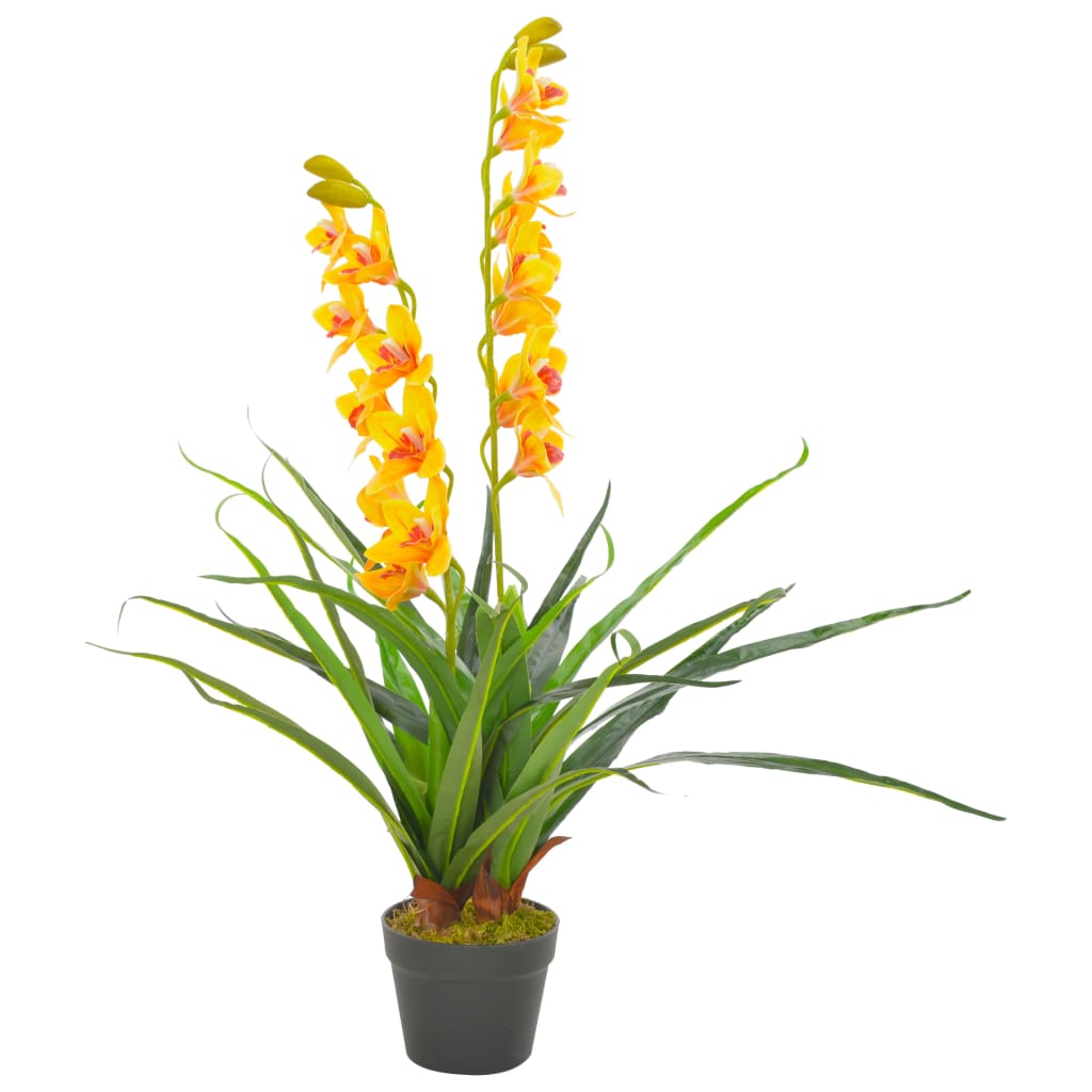 vidaXL Tekokukka ruukulla orkidea keltainen 90 cm