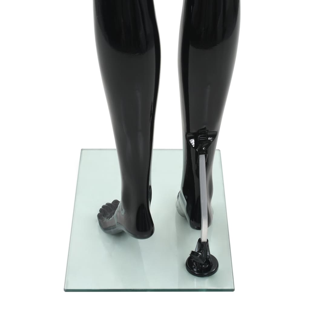 vidaXL Aidon kokoinen naismallinukke lasijalustalla musta 175 cm