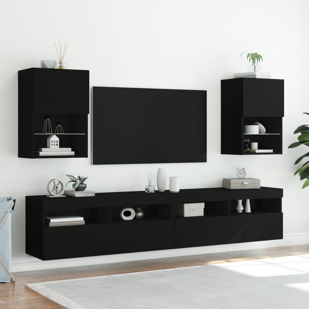 vidaXL TV-kaapit LED-valoilla 2 kpl musta 40,5x30x60 cm