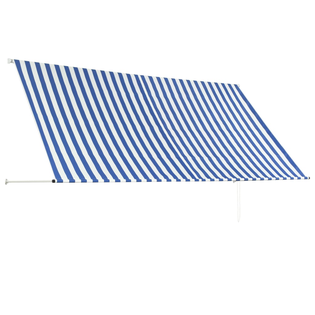 vidaXL Sisäänkelattava markiisi 300x150 cm sininen ja valkoinen
