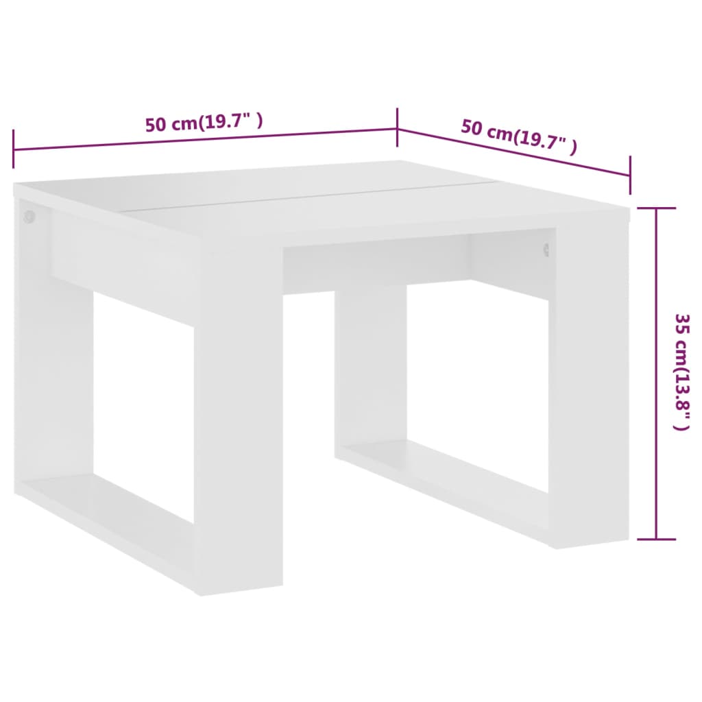 vidaXL Sivupöytä valkoinen 50x50x35 cm tekninen puu