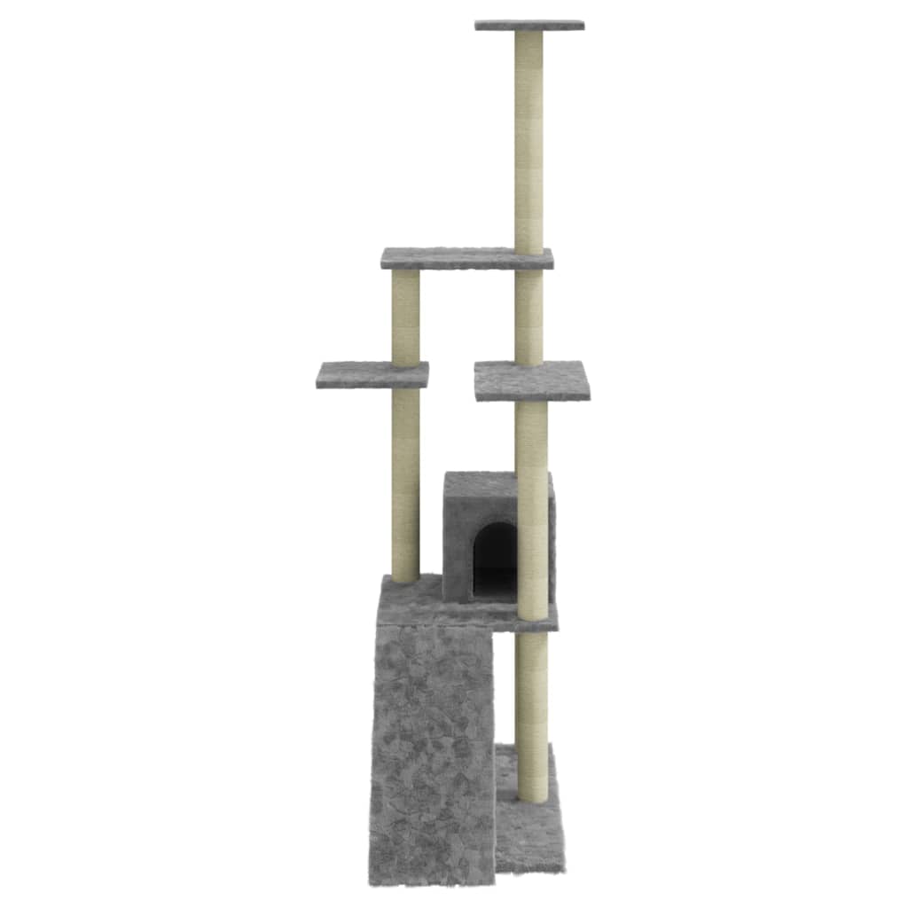 vidaXL Kissan kiipeilypuu sisal- raapimispylväillä vaaleanharmaa 155cm
