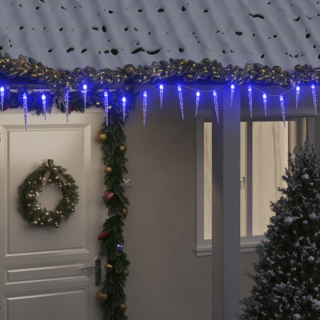 vidaXL Jääpuikko -jouluvalot 40 kpl sininen akryyli kaukosäädin
