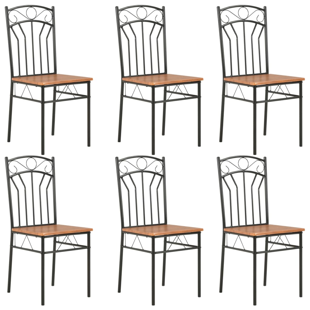 vidaXL Ruokapöydän tuolit 6 kpl ruskea MDF