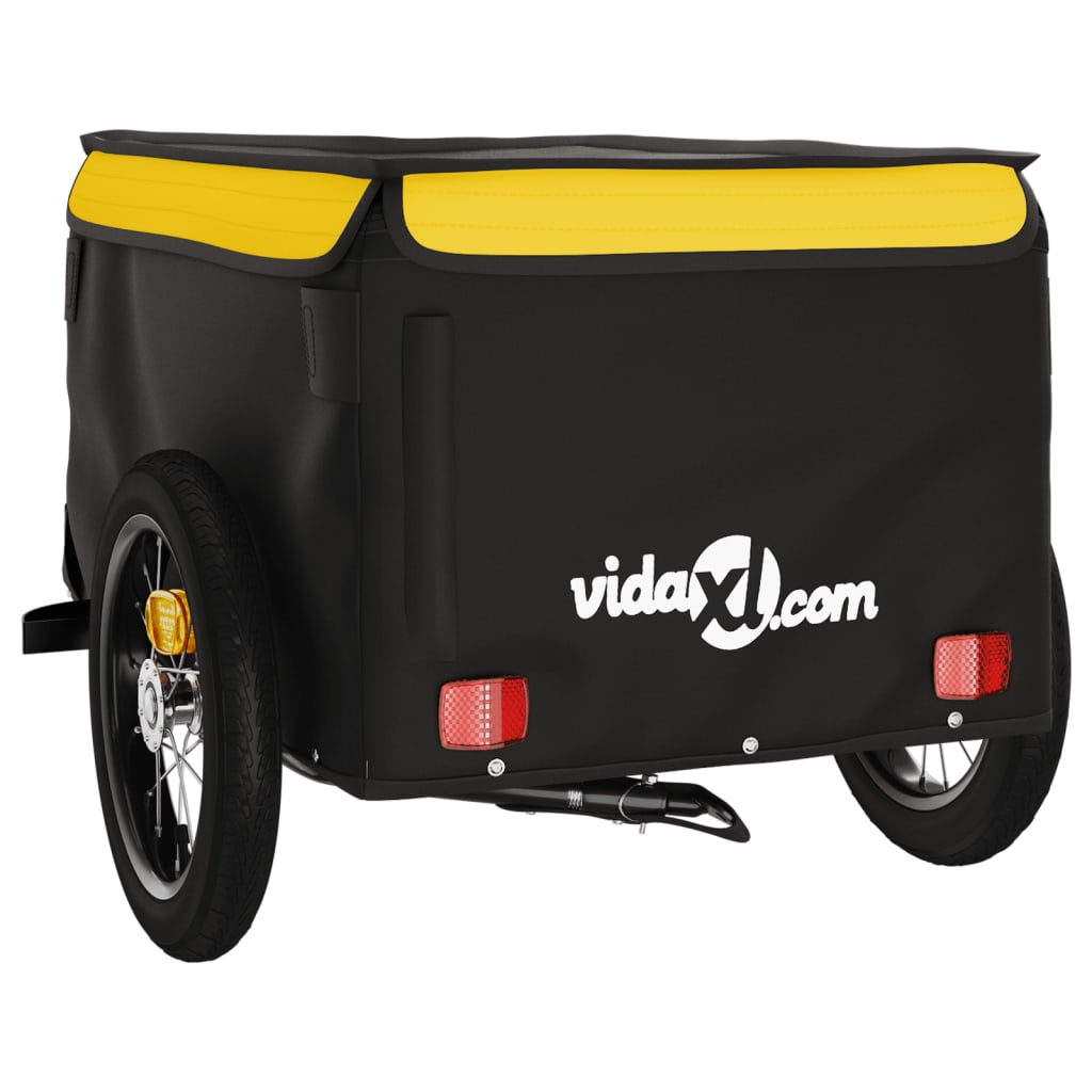 vidaXL Polkupyörän peräkärry musta ja keltainen 30 kg rauta