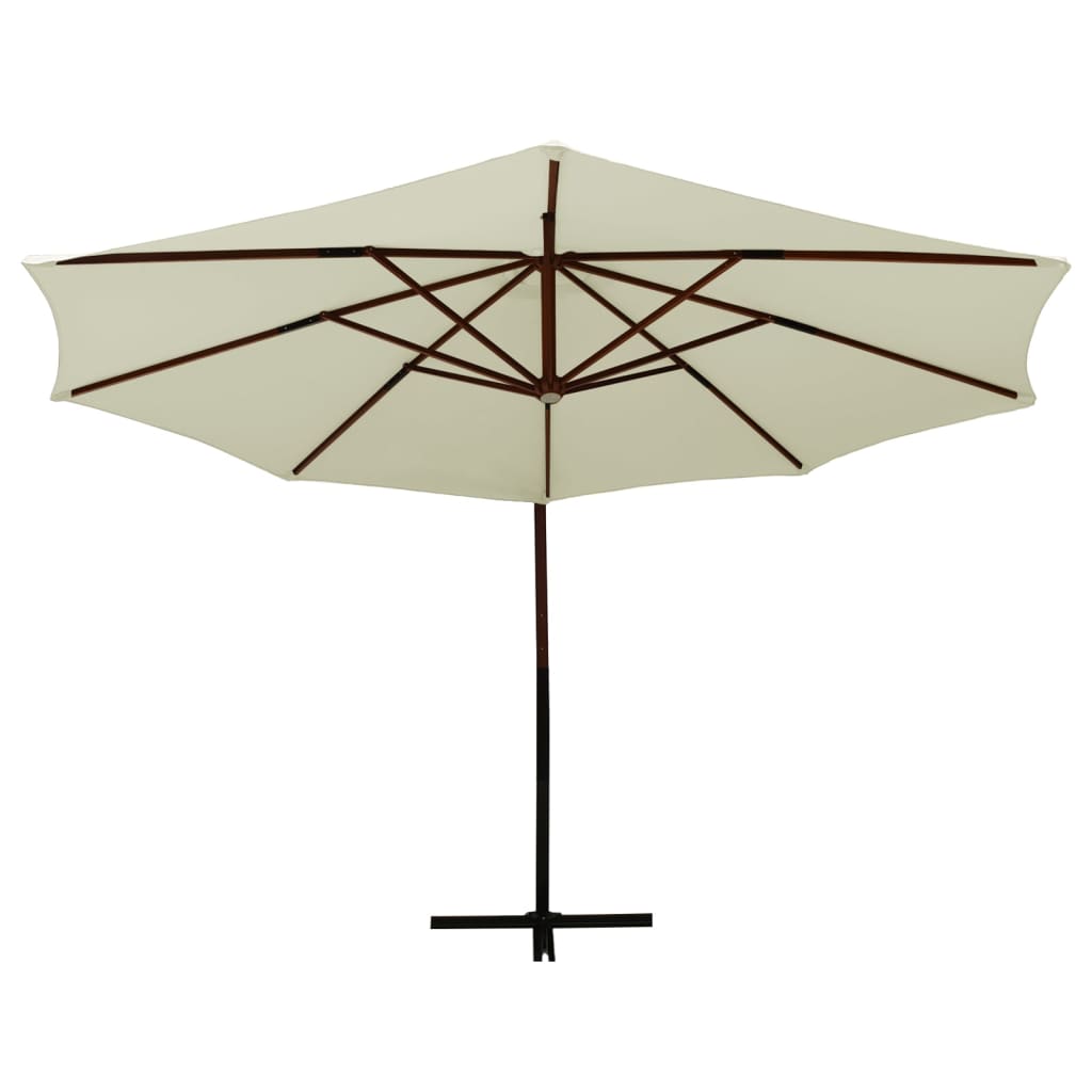 vidaXL Riippuva aurinkovarjo puurunko 350 cm hiekanvalkoinen