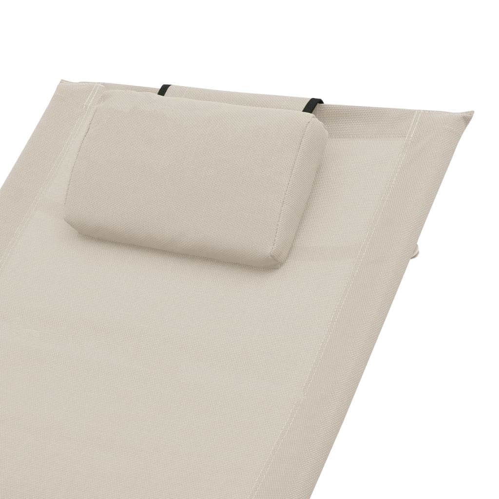 vidaXL Aurinkotuoli tyynyllä kerma textilene