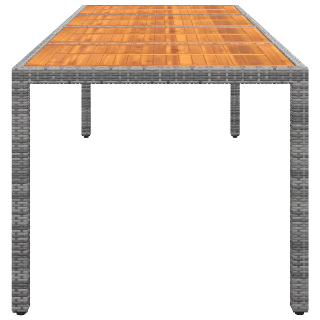 vidaXL Puutarhapöytä harmaa 250x100x75 cm polyrottinki ja akasiapuu