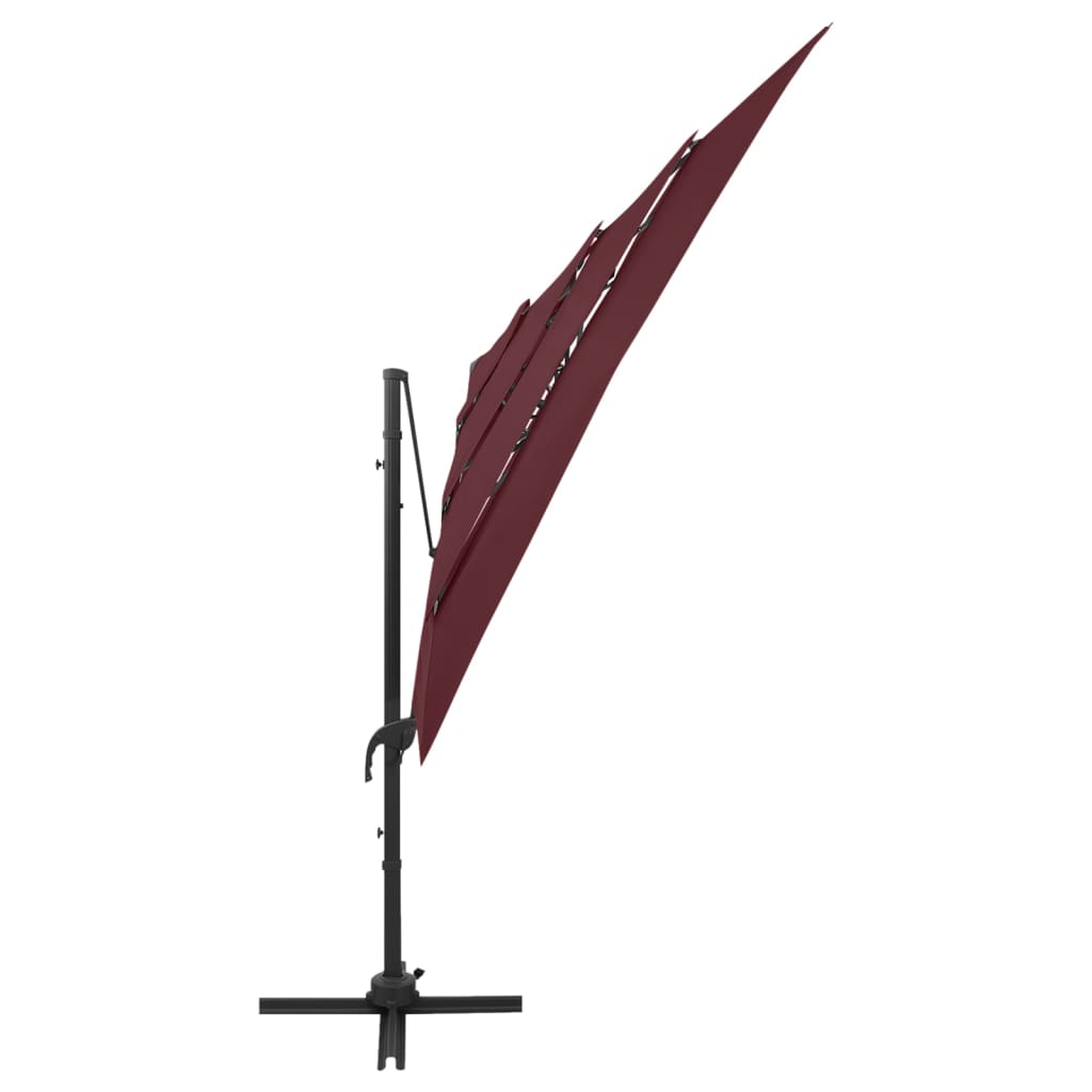 vidaXL 4-tasoinen Aurinkovarjo alumiinitanko viininpunainen 250x250 cm