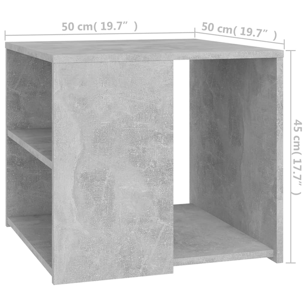 vidaXL Sivupöytä betoninharmaa 50x50x45 cm lastulevy
