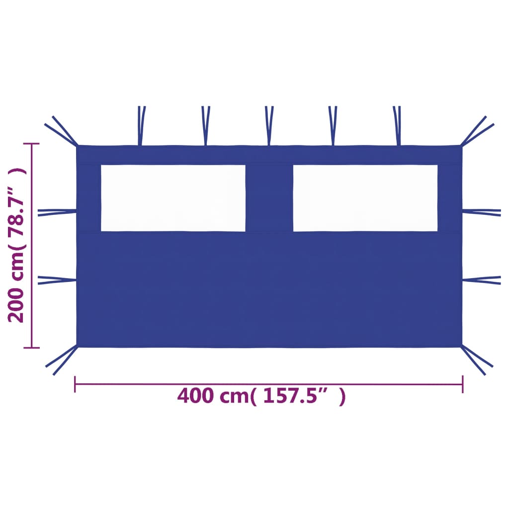 vidaXL Huvimajan sivuseinä ikkunoilla 4x2 m sininen