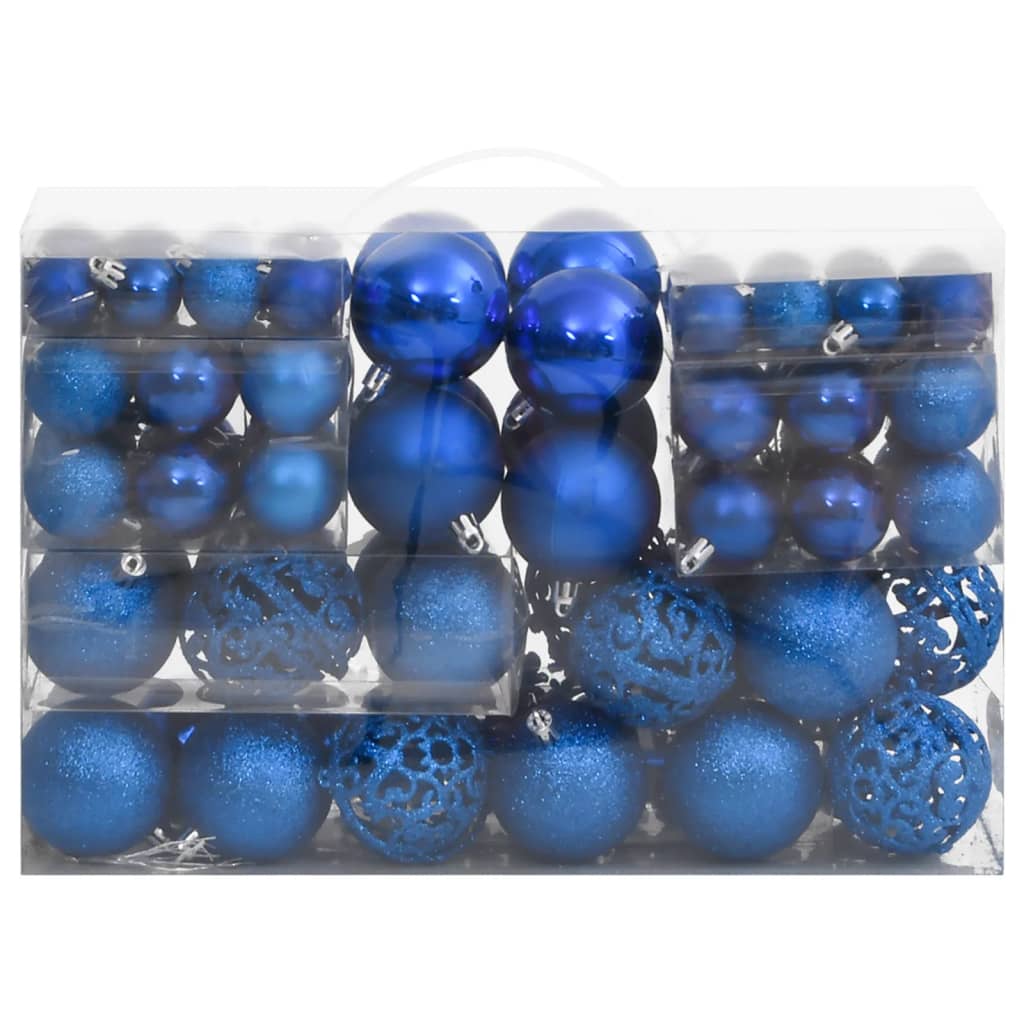vidaXL 111-osainen Joulupallosarja sininen polystyreeni