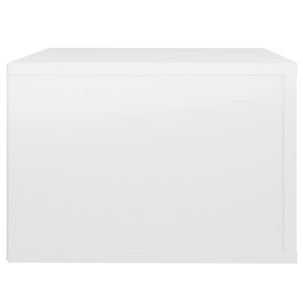 vidaXL Seinäkiinnitettävä yöpöytä korkeakiilto valkoinen 50x36x25 cm