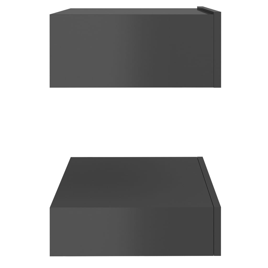 vidaXL Yöpöytä korkeakiilto harmaa 60x35 cm lastulevy