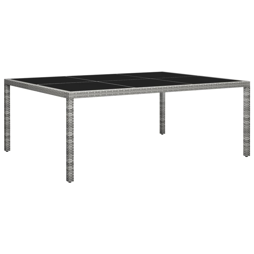 vidaXL Ulkoruokapöytä harmaa 200x150x74 cm polyrottinki