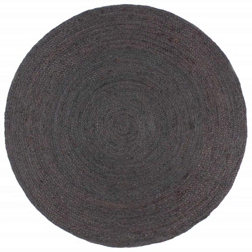 vidaXL Käsintehty pyöreä juuttimatto 210 cm tummanharmaa