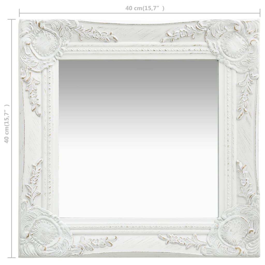 vidaXL Seinäpeili barokkityylinen 40x40 cm valkoinen