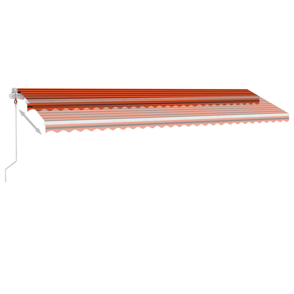 vidaXL Sisäänkelattava markiisi LED/tuulisens. 600x300cm oranssiruskea