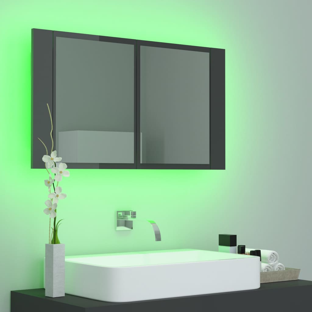 vidaXL Kylpyhuoneen LED peilikaappi korkeak. harm. 80x12x45 cm akryyli