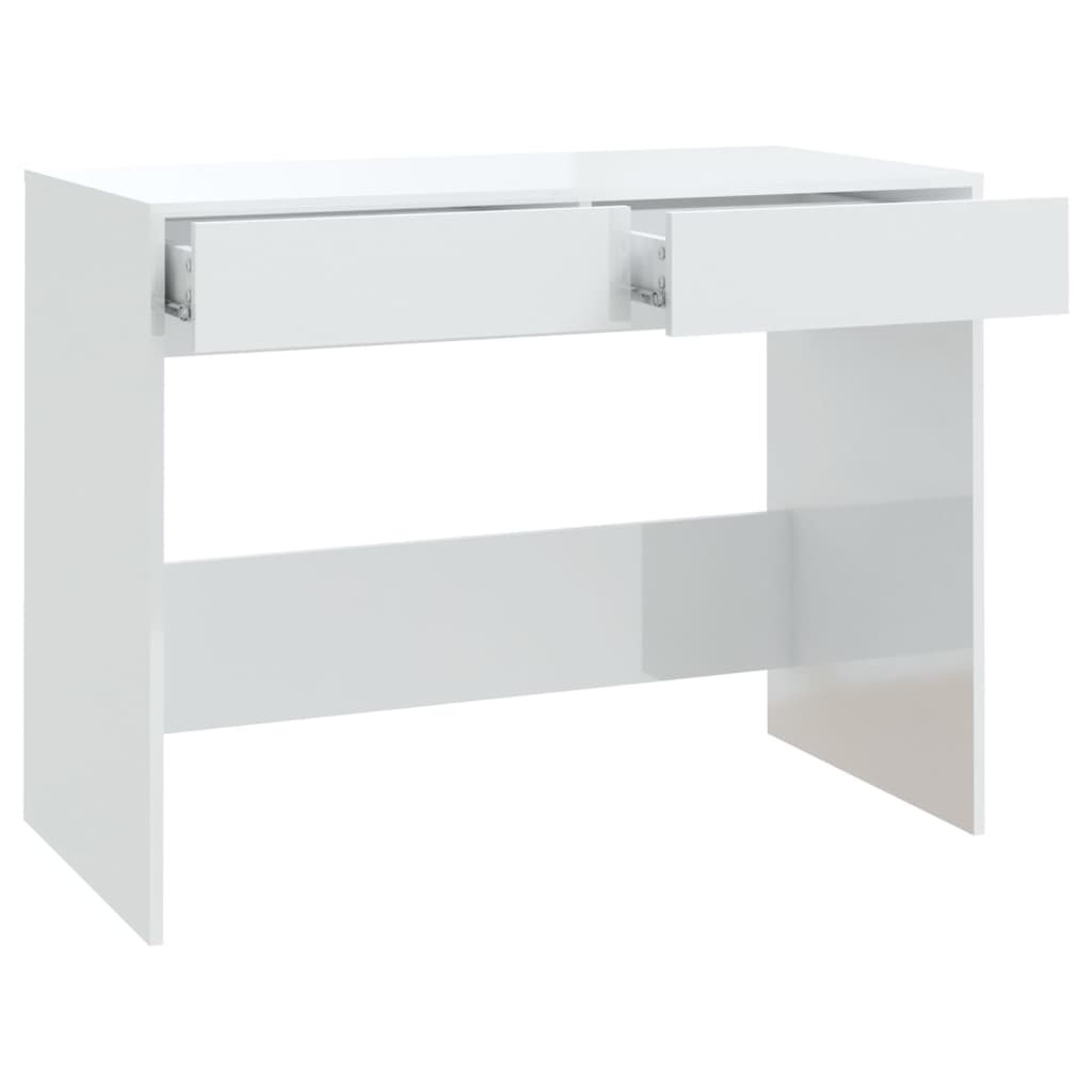 vidaXL Työpöytä korkeakiilto valkoinen 101x50x76,5 cm lastulevy